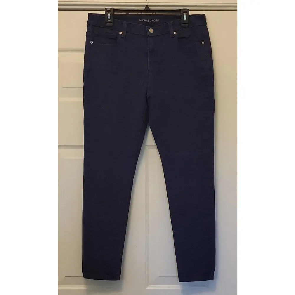 Michael Kors Women’s Deep Blue Denim Skinny Jeans Size 10 Mid Rise Stretch Class
